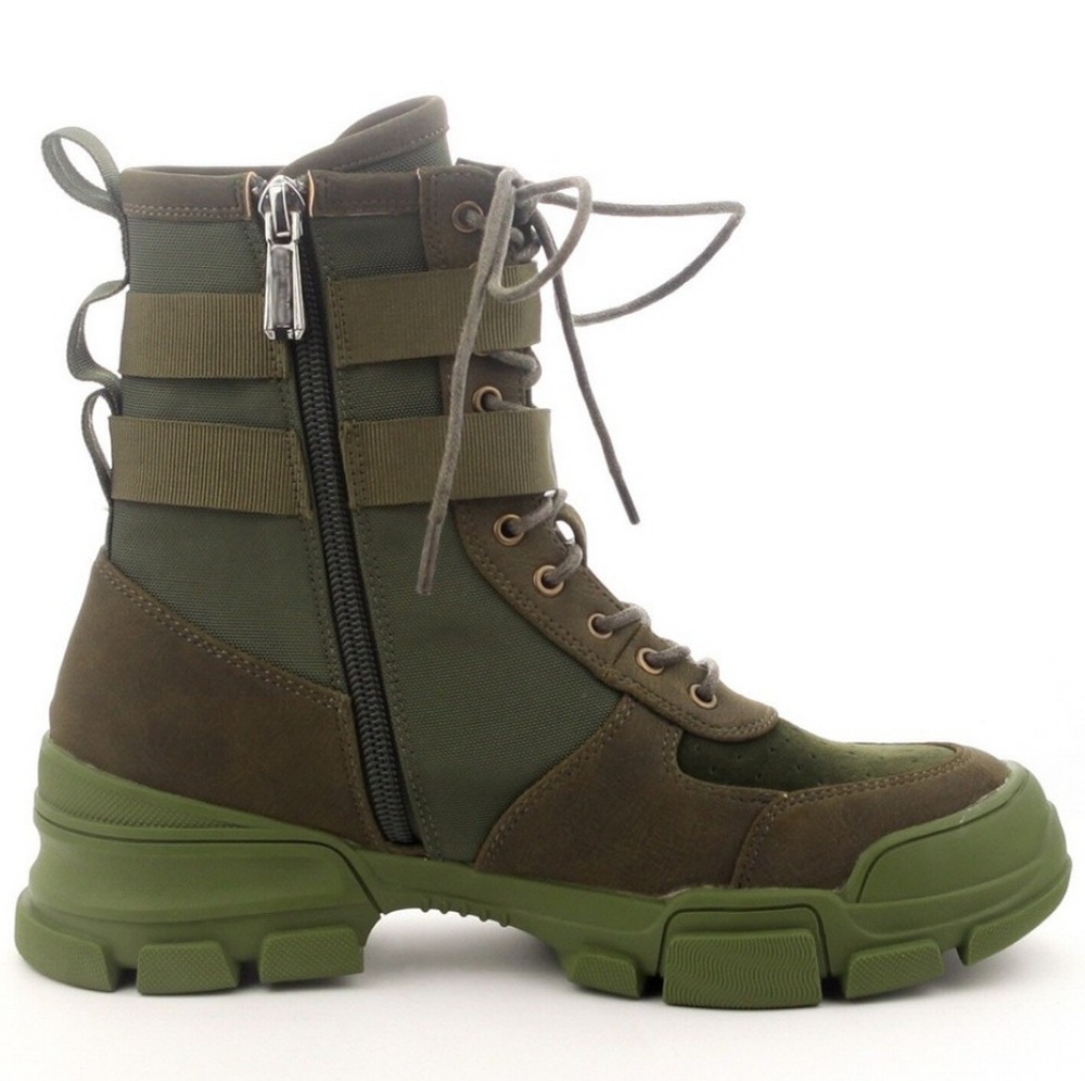 Last Size 11🖤Military Buckled LaceUp Combat Flatf - Picture 7 of 8